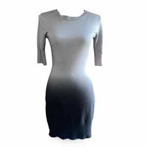 Whimsigoth Grey and Silver Bodycon Sweaterdress Women's Medium Ombre Mini Boho